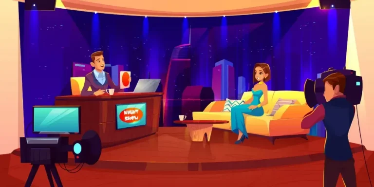 Animated TV studio scene for choosing a video production company in India