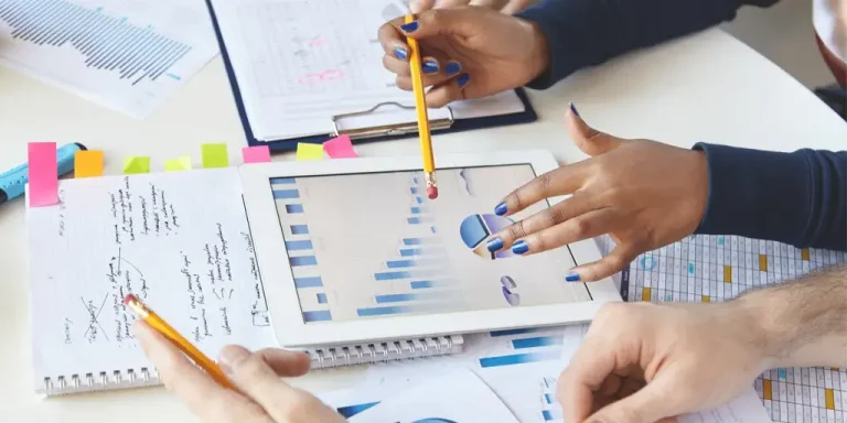 Aerowheel website project – growth charts on a tablet during planning